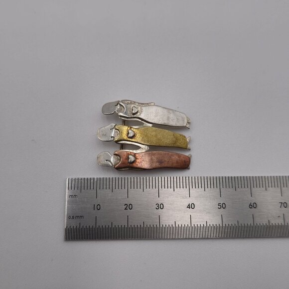 Sterling Silver Tri Tone Triple Woman Unique Pin Brooch A3330 - Picture 4 of 5